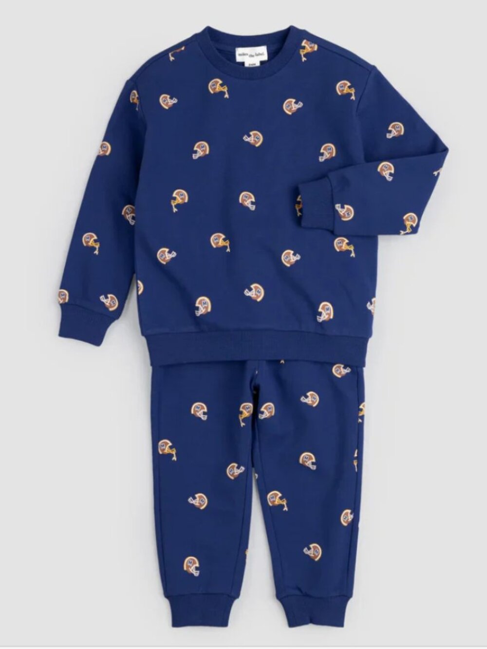 NWT MILES THE LABEL BOYS FOOTBALL HELMET PRINT ORGANIC COTTON JOGGER SET